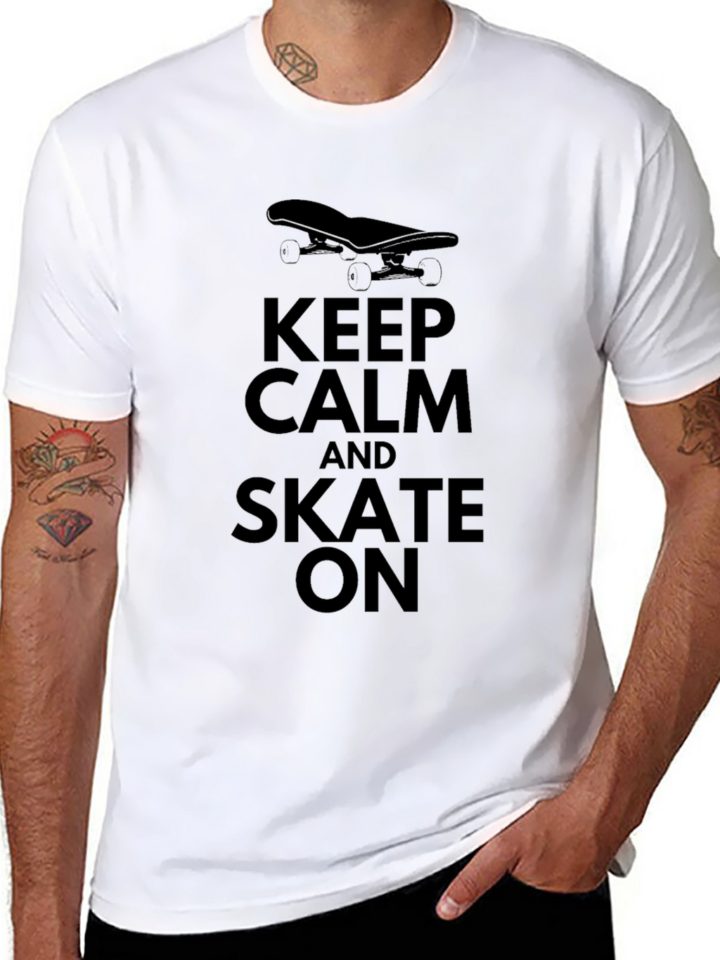 Keep Calm and Skate On Graphic Tee - Black