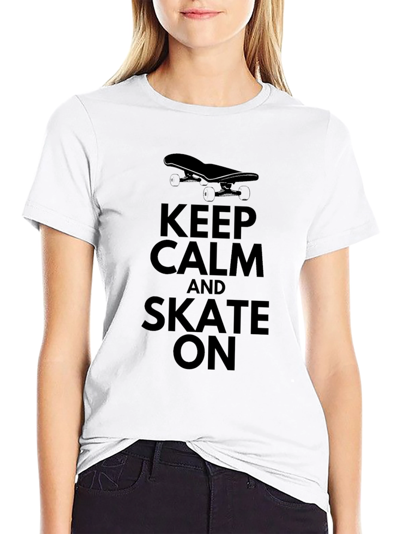 Keep Calm and Skate On Graphic Tee - Black
