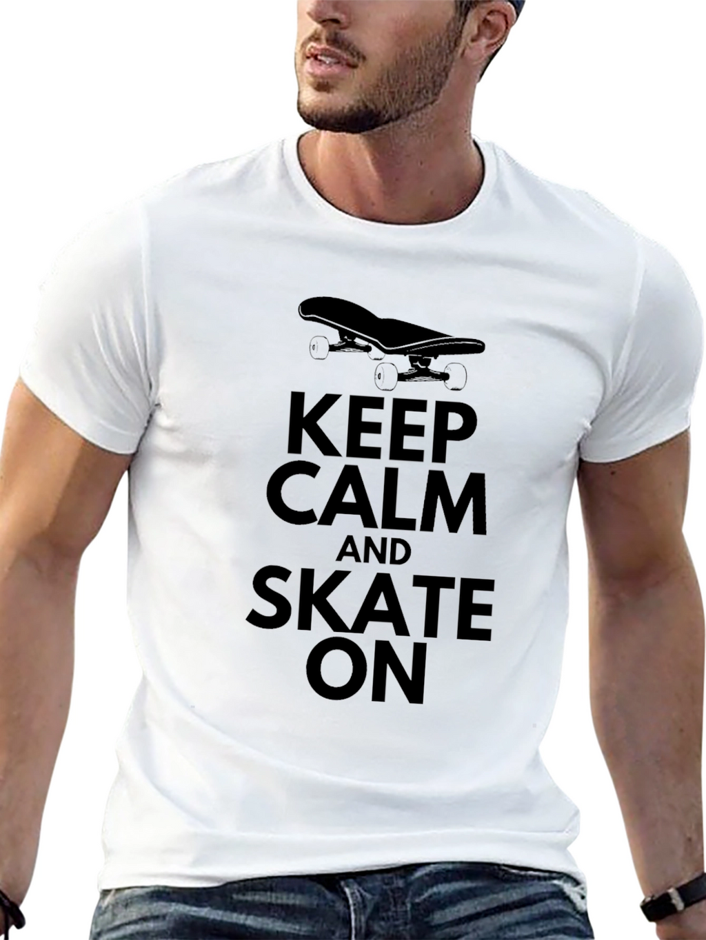 Keep Calm and Skate On Graphic Tee - Black