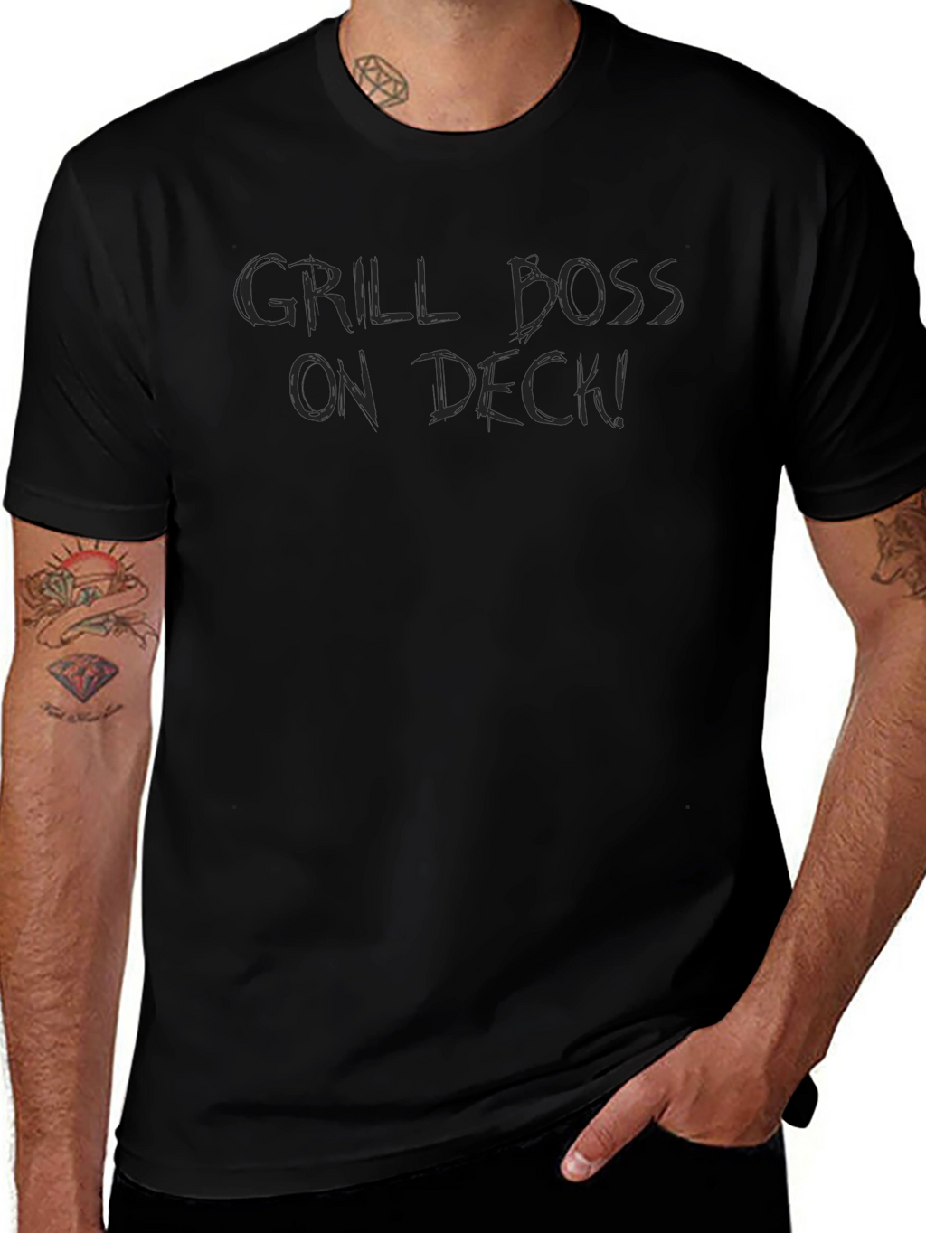 Grill Boss On Deck! Mens Black Graphic Tee