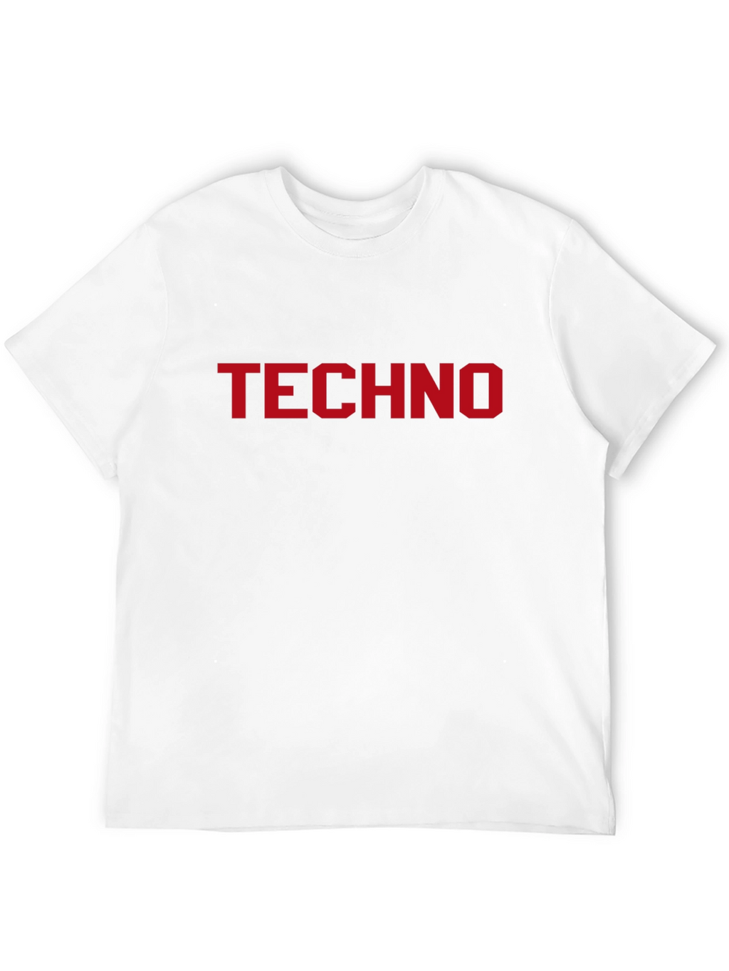 TECHNO Bold Red Text Print Black T-Shirt