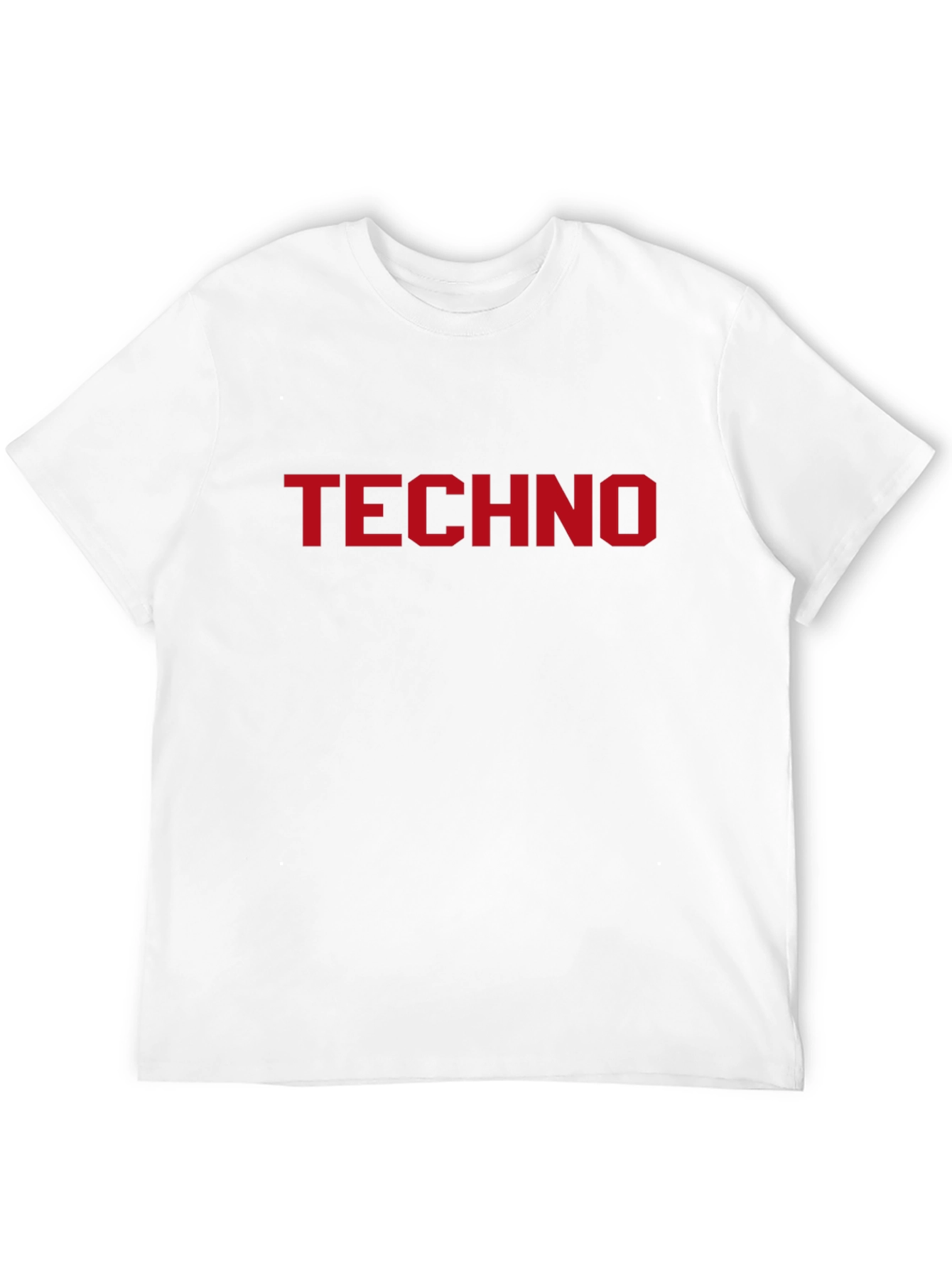 TECHNO Bold Red Text Print Black T-Shirt