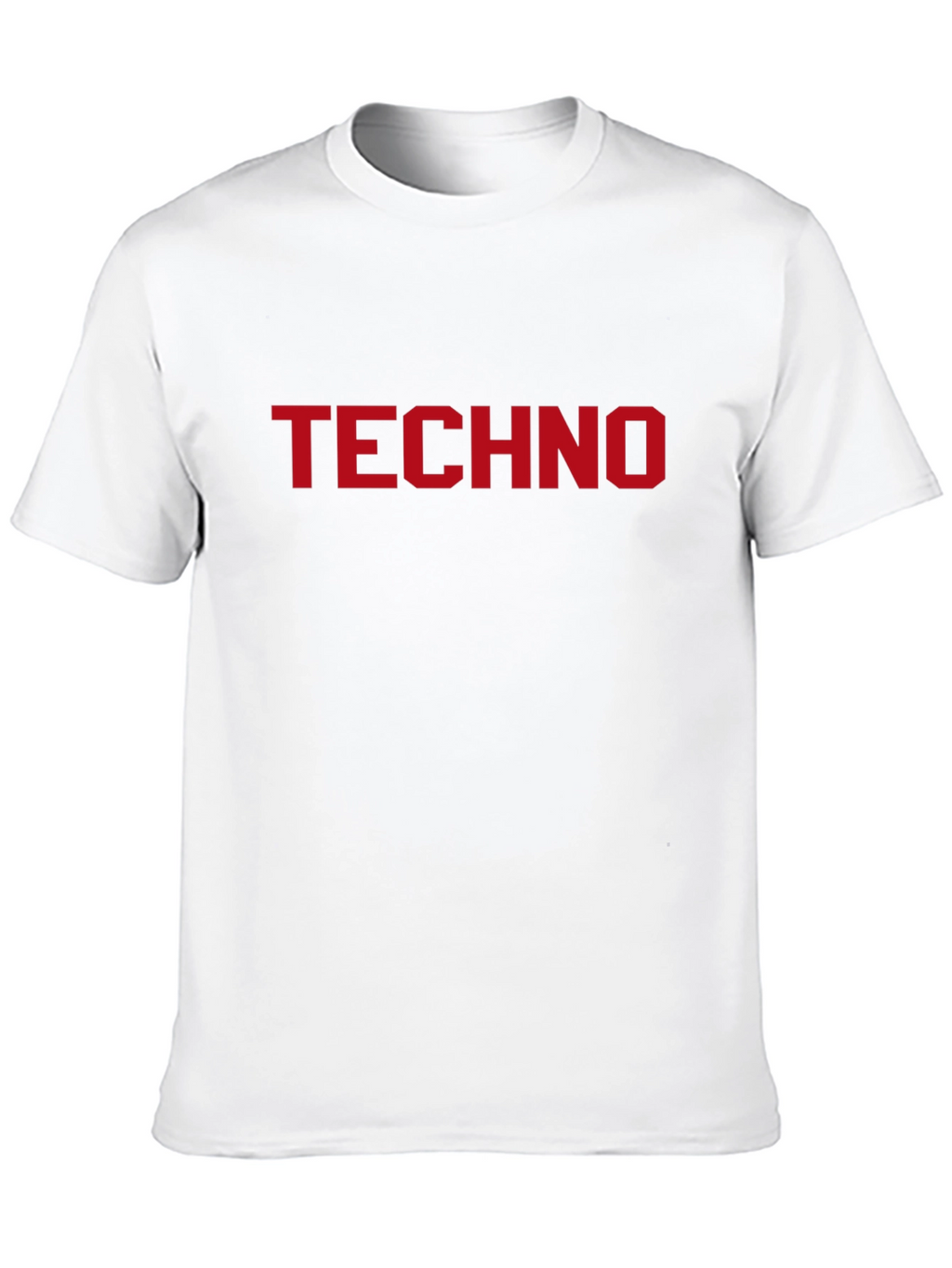 TECHNO Bold Red Text Print Black T-Shirt