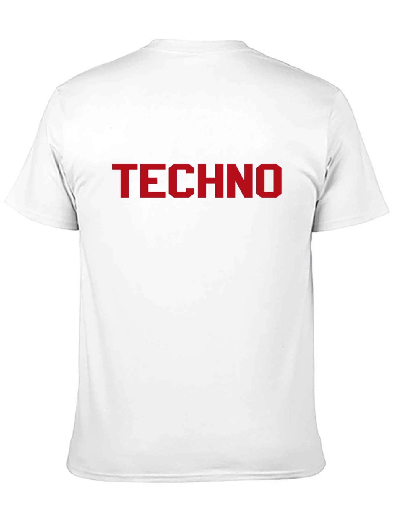 TECHNO Bold Red Text Print Black T-Shirt