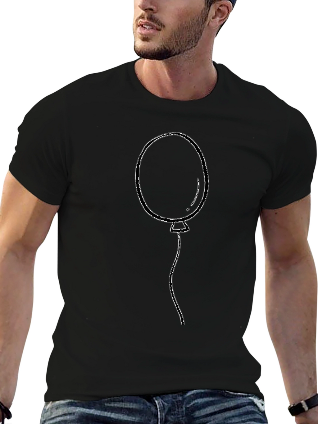 Balloon Graphic Tee - Casual Black T-Shirt