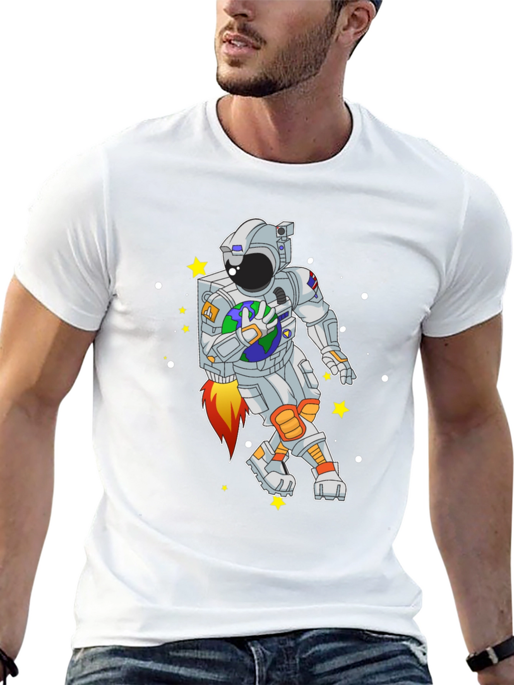 Astronaut Holding Earth Graphic T-Shirt