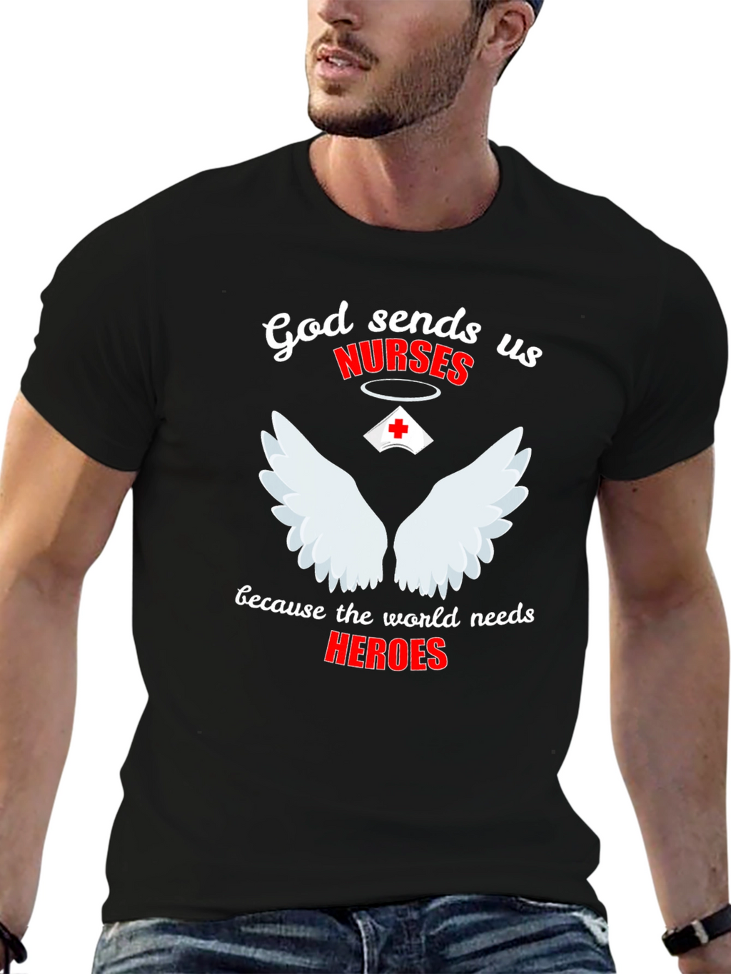 God Sends Nurses Graphic T-Shirt