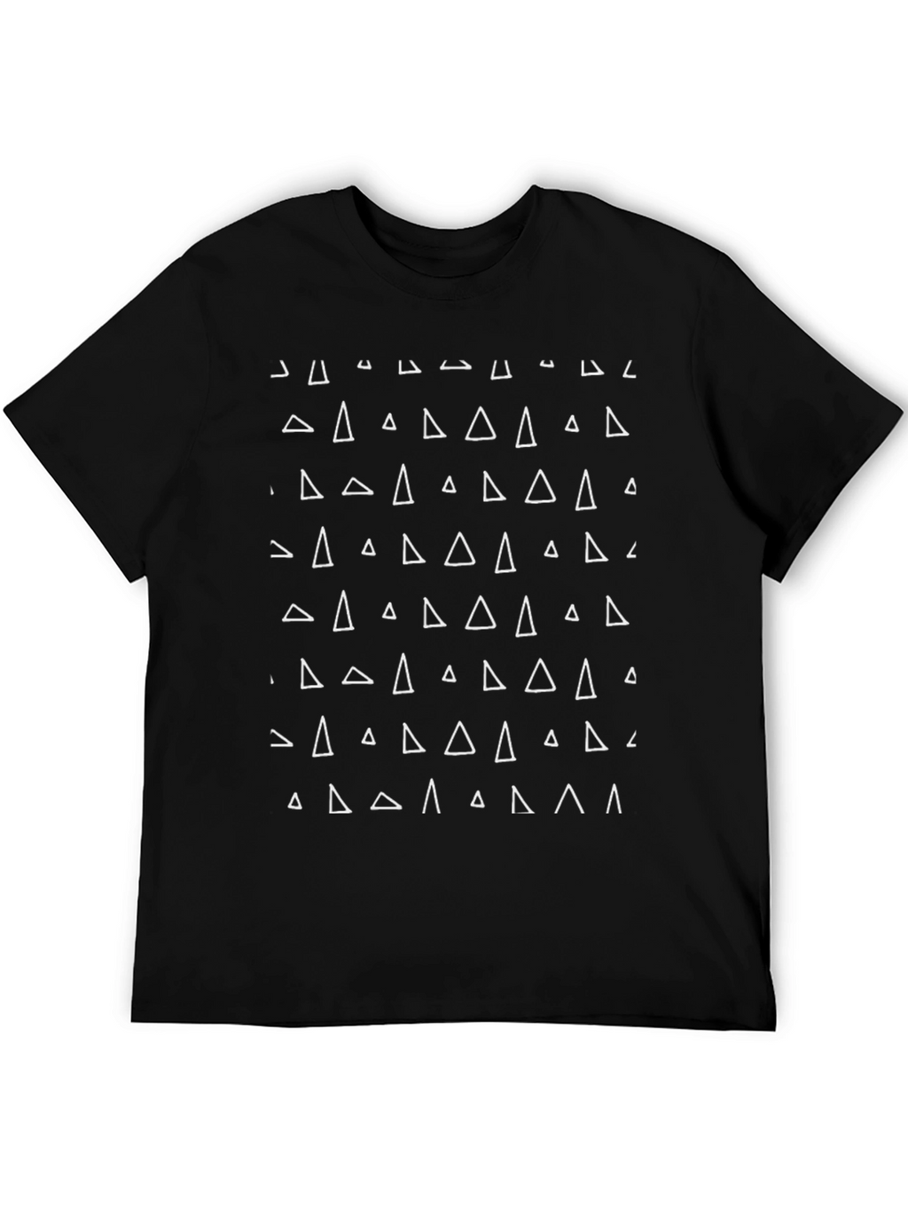 Modern Geometric Triangle Pattern Black T-Shirt