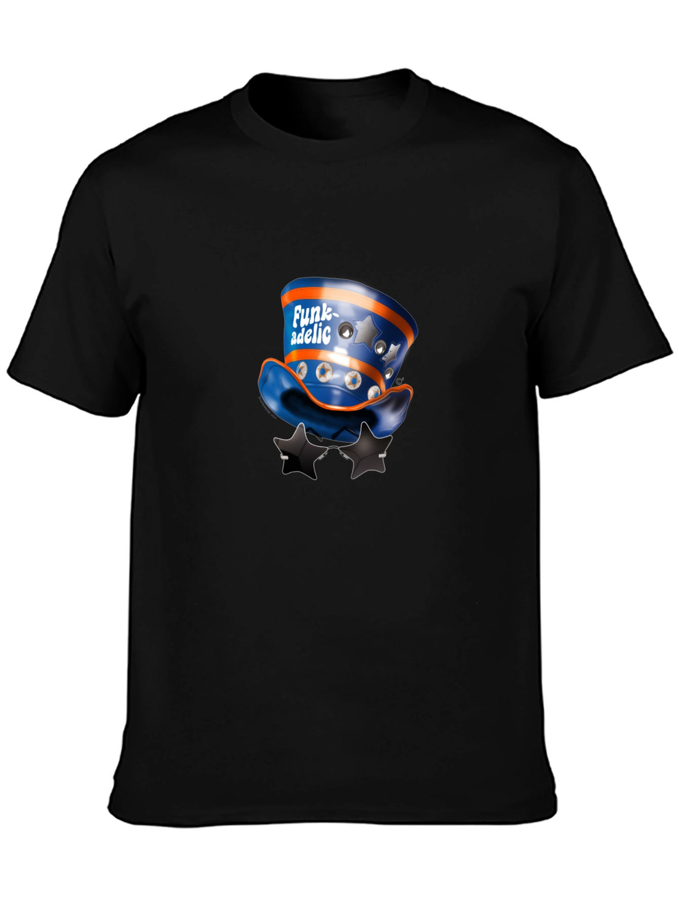 Funky Hat & Stars Black T-Shirt