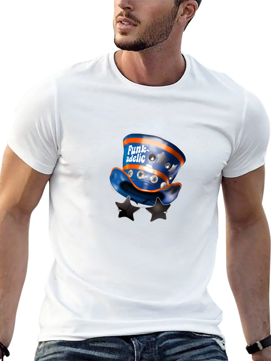 Funky Hat & Stars Black T-Shirt