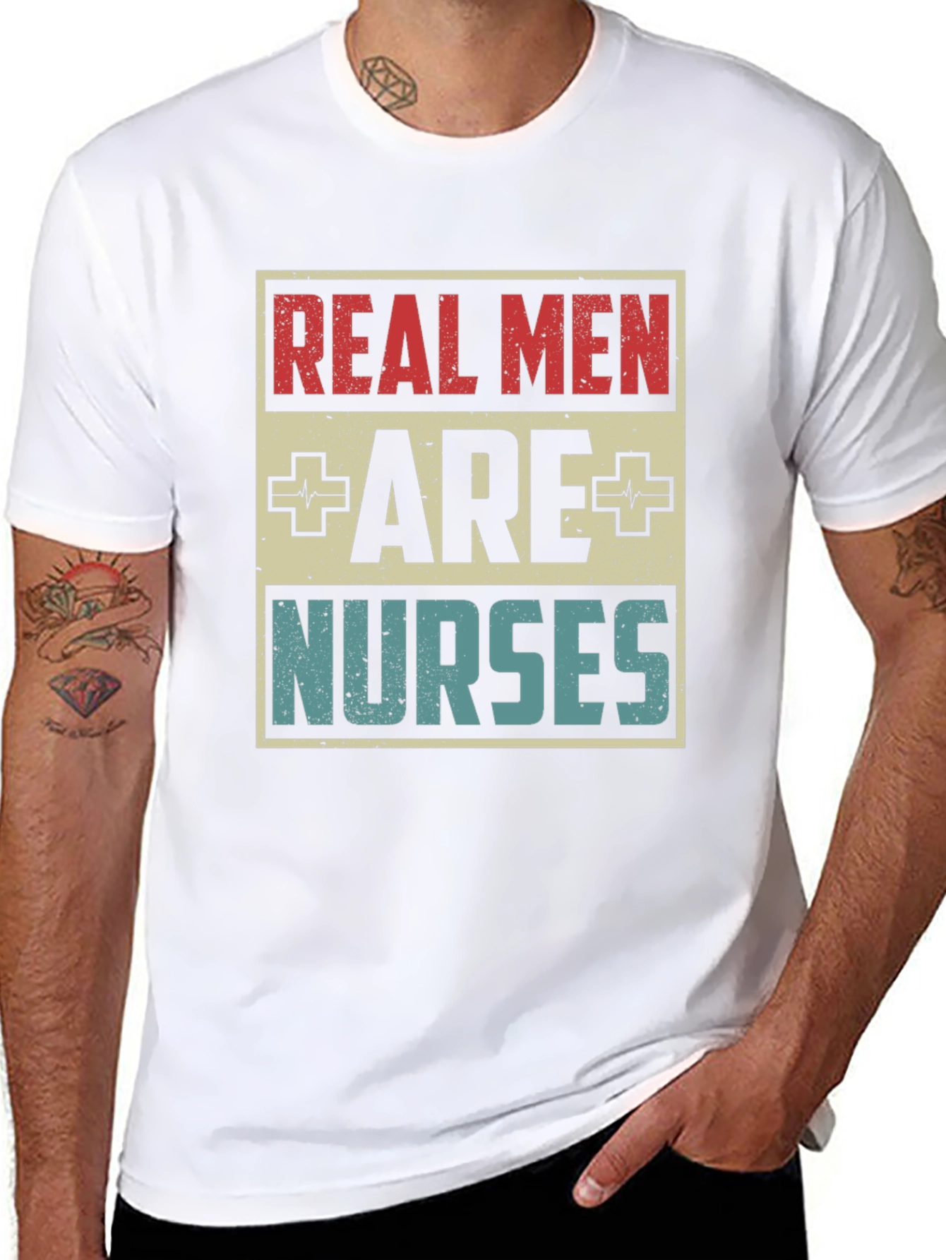 Real Men Are Nurses Graphic T-Shirt - Black Cotton Tee