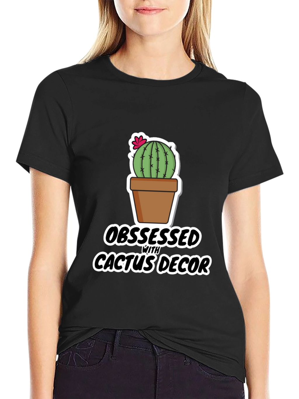 Obsessed With Cactus Decor Graphic T-Shirt