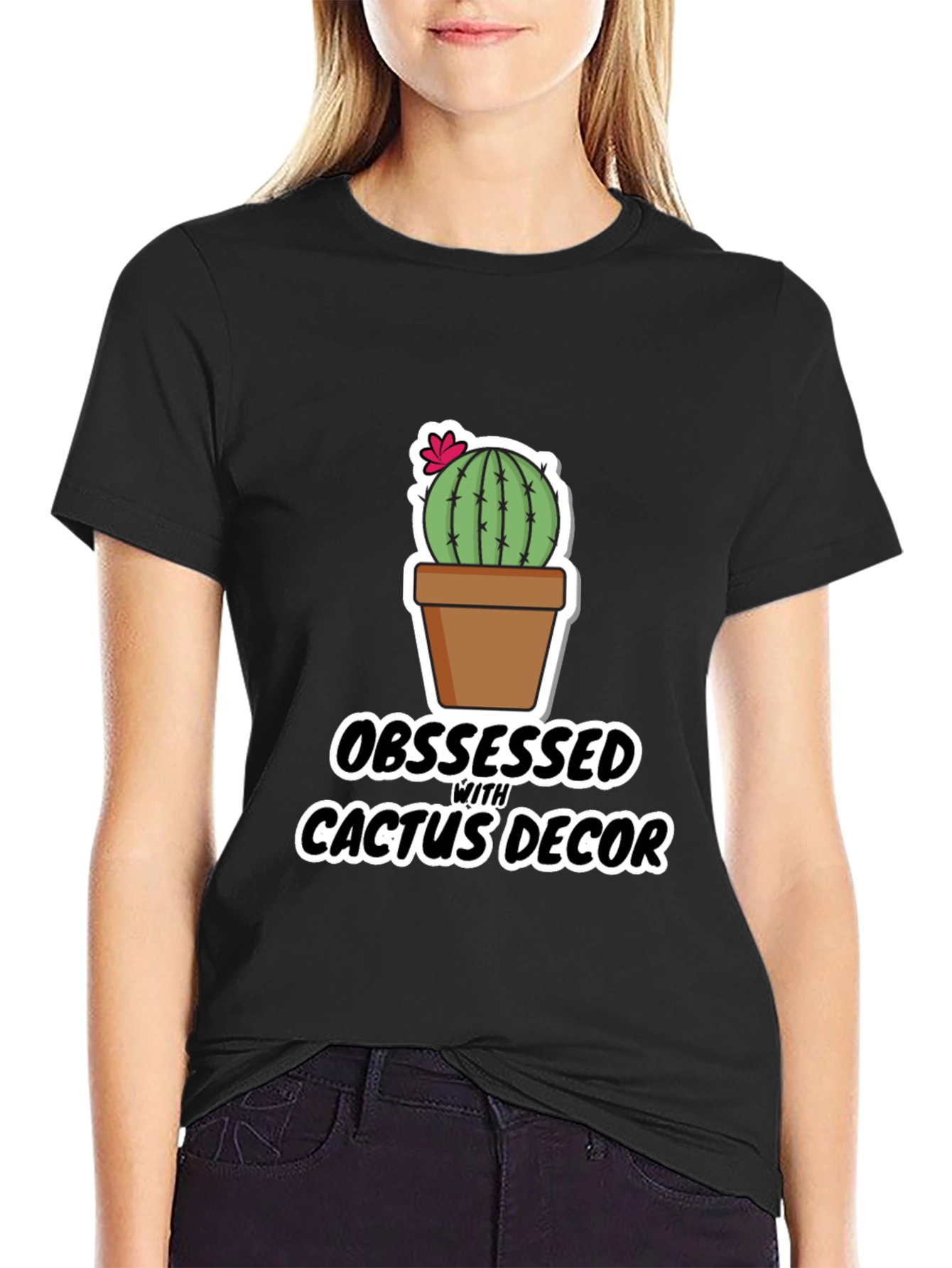 Obsessed With Cactus Decor Graphic T-Shirt