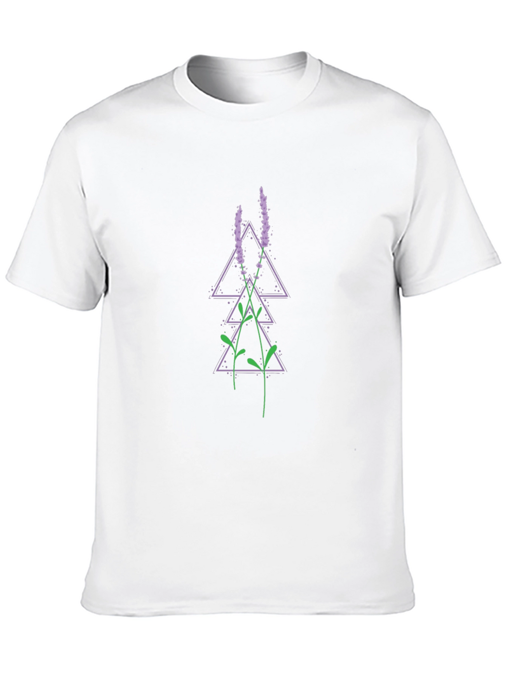 Geometric Lavender Print Black T-Shirt