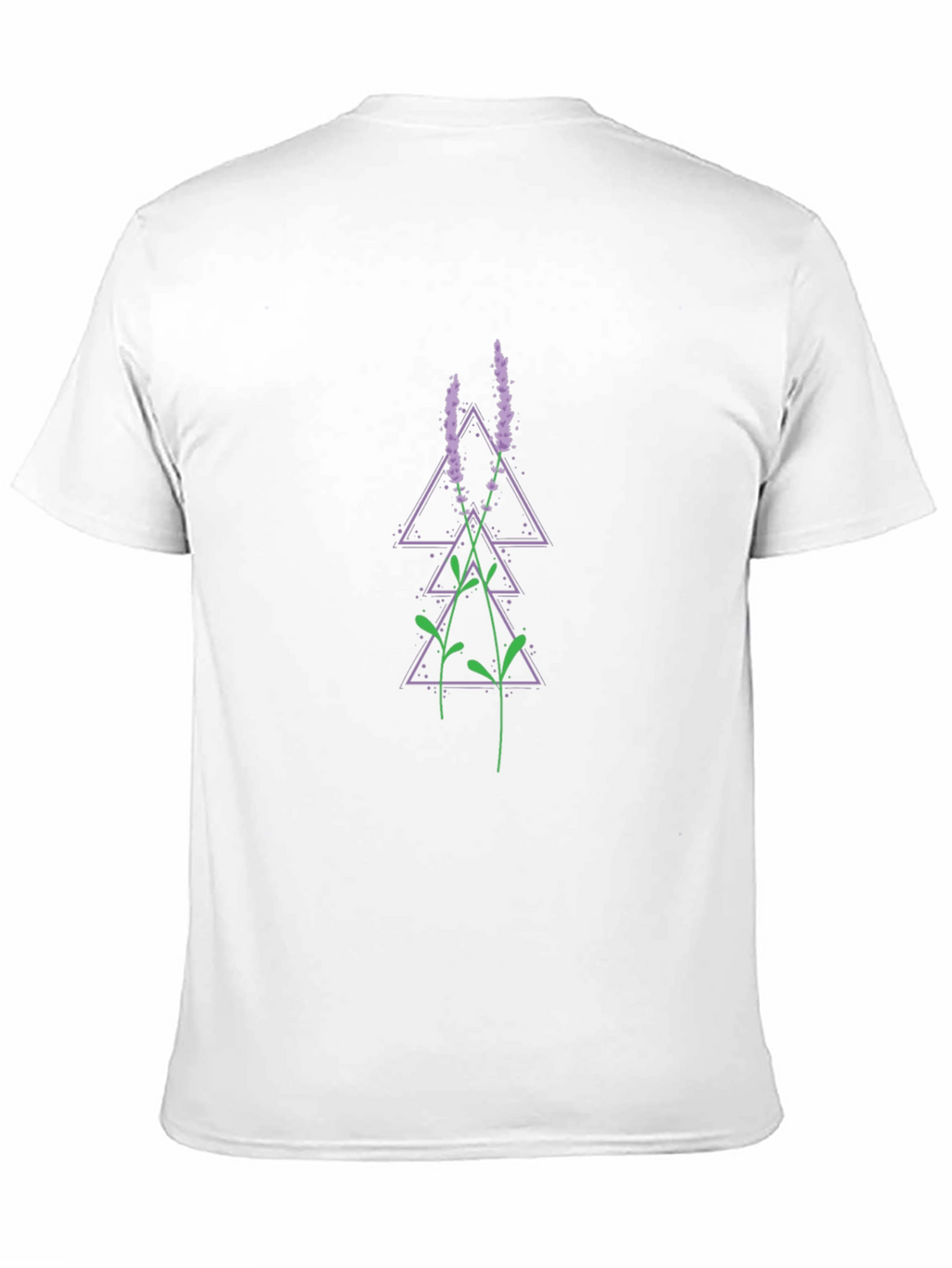 Geometric Lavender Print Black T-Shirt