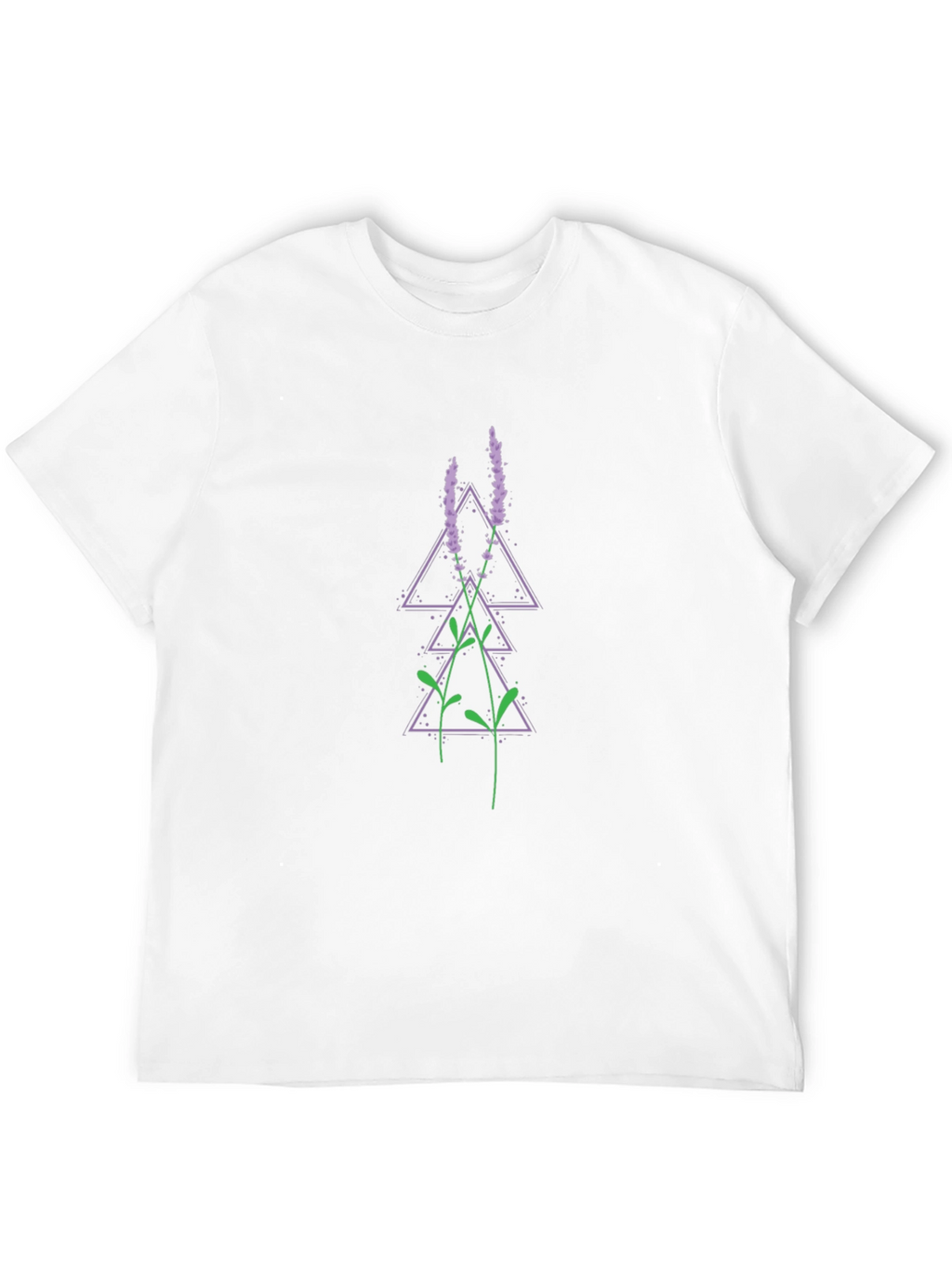 Geometric Lavender Print Black T-Shirt