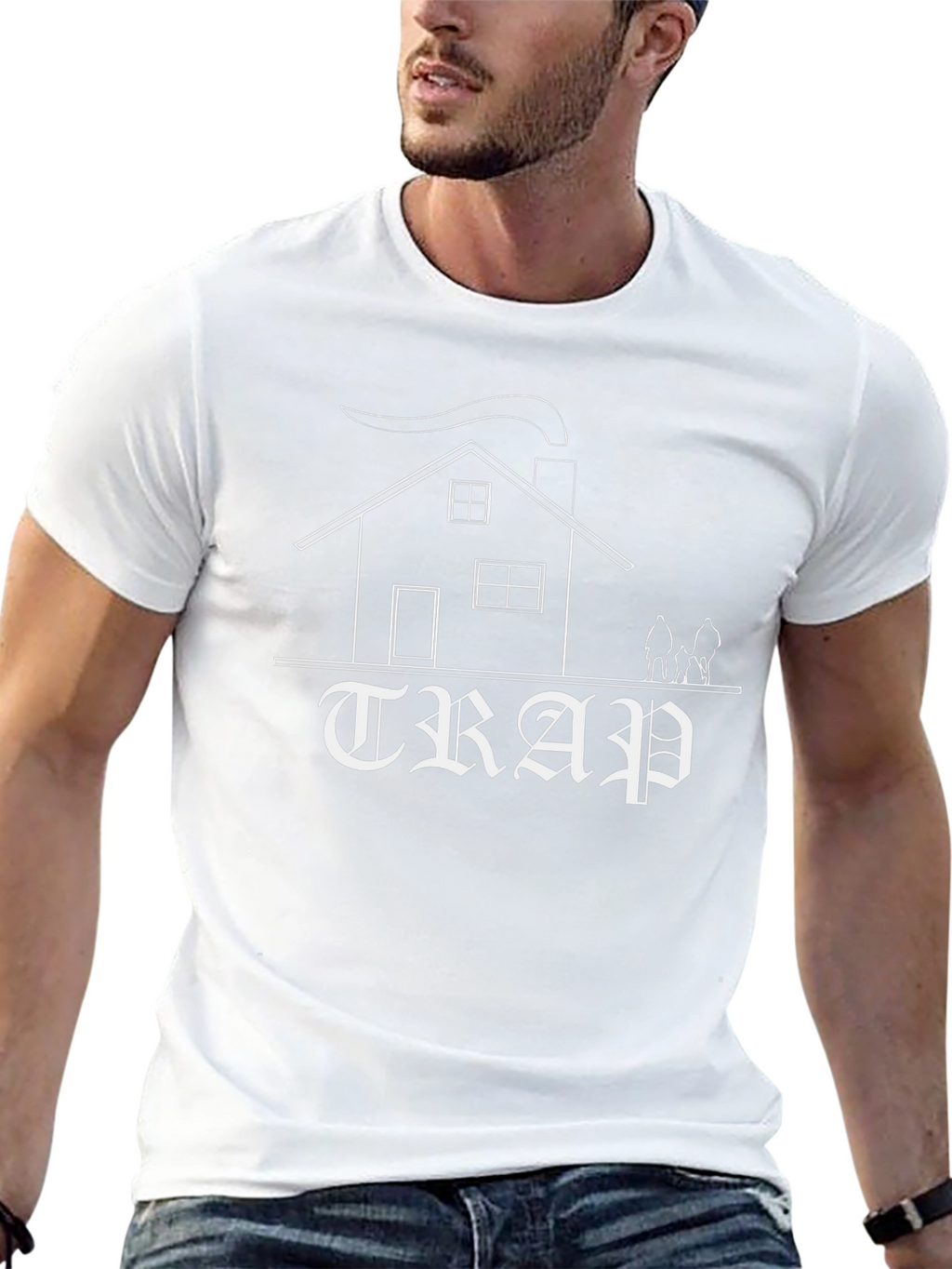 Trap House Graphic Tee - Black Cotton Blend Shirt