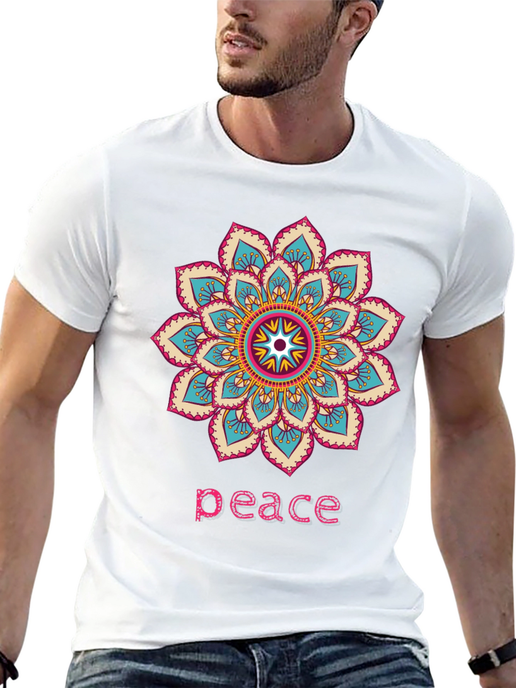 Peace Mandala Graphic T-Shirt - Black