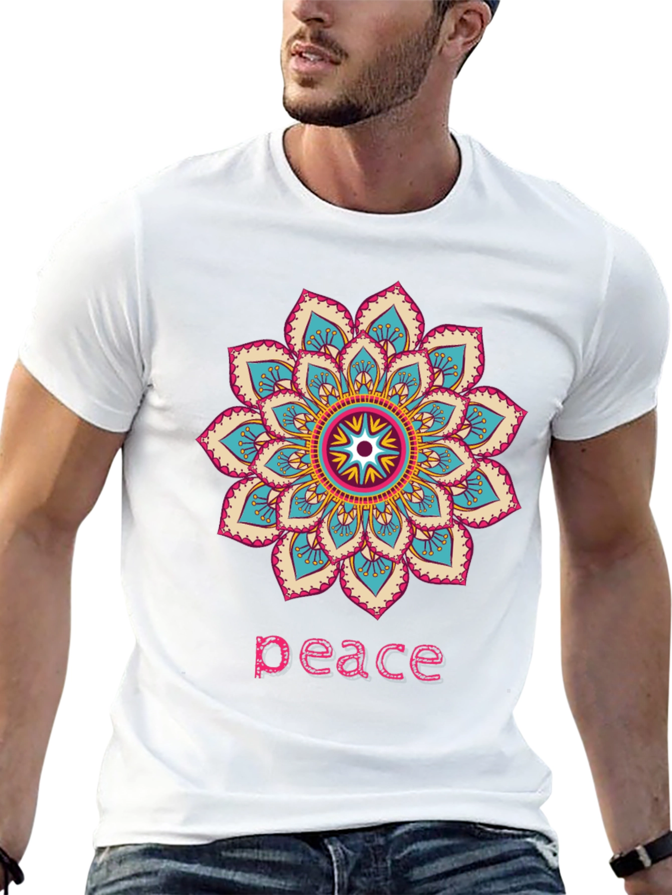 Peace Mandala Graphic T-Shirt - Black