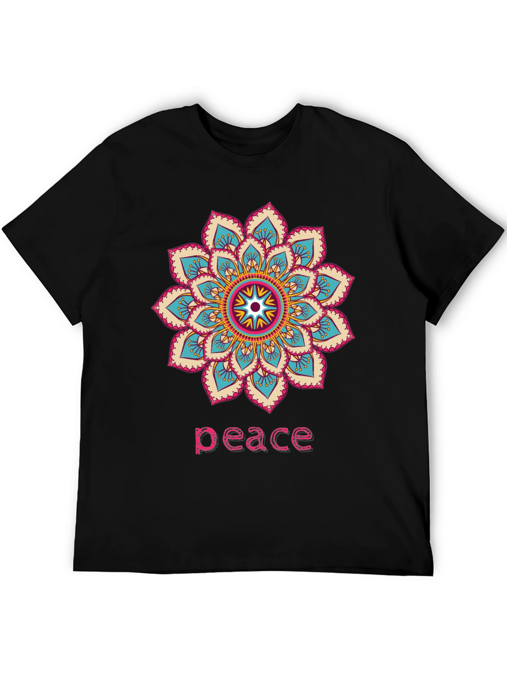 Peace Mandala Graphic T-Shirt - Black