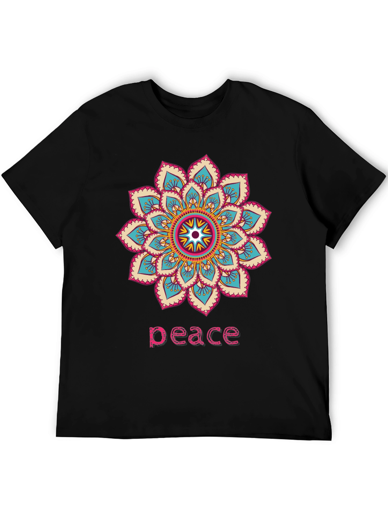 Peace Mandala Graphic T-Shirt - Black