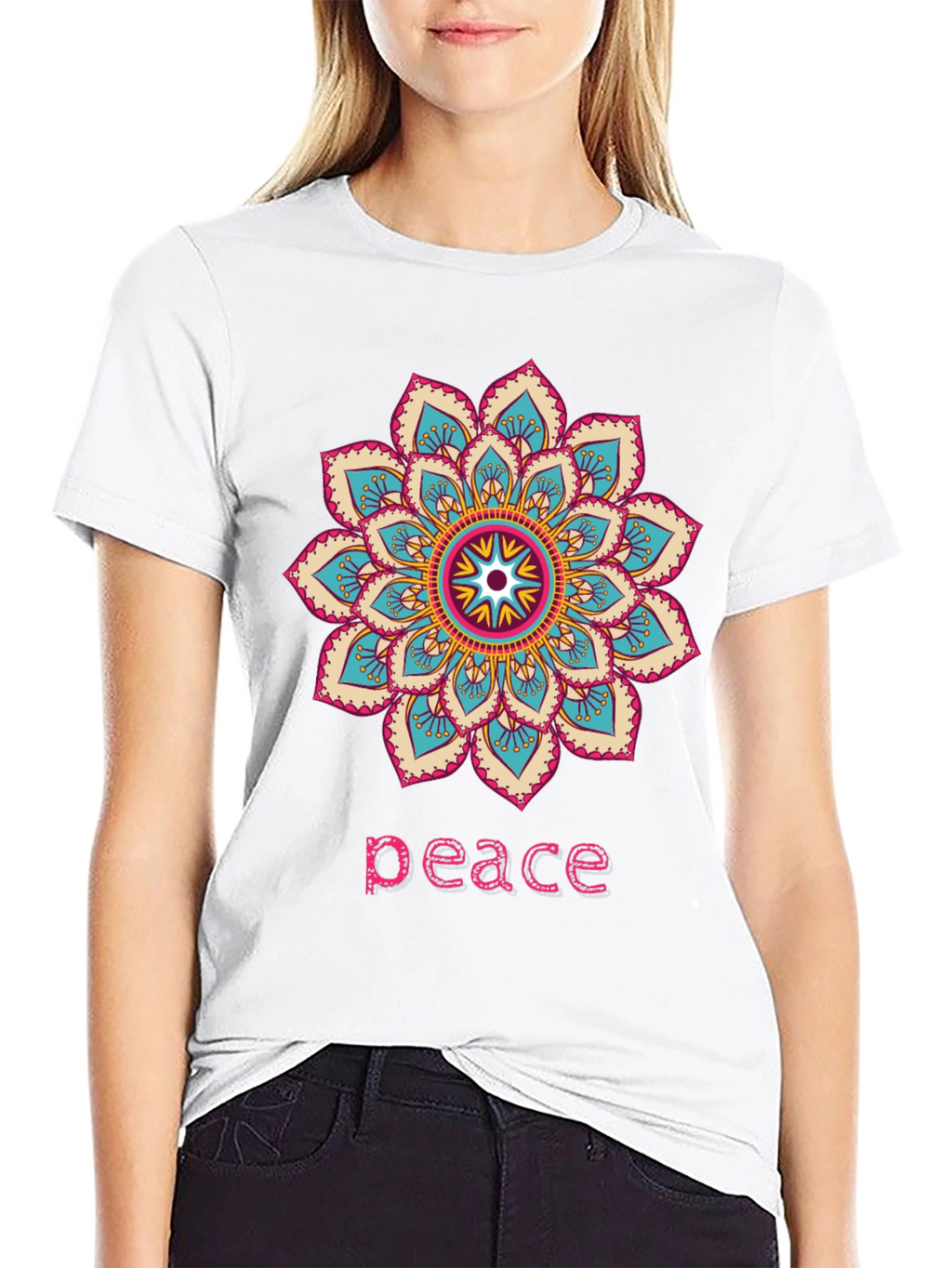 Peace Mandala Graphic T-Shirt - Black