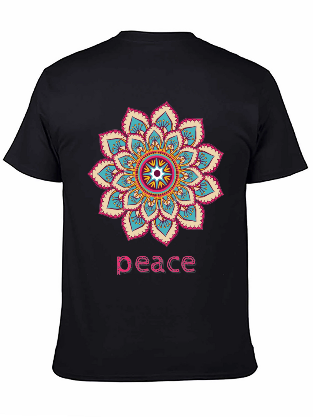 Peace Mandala Graphic T-Shirt - Black