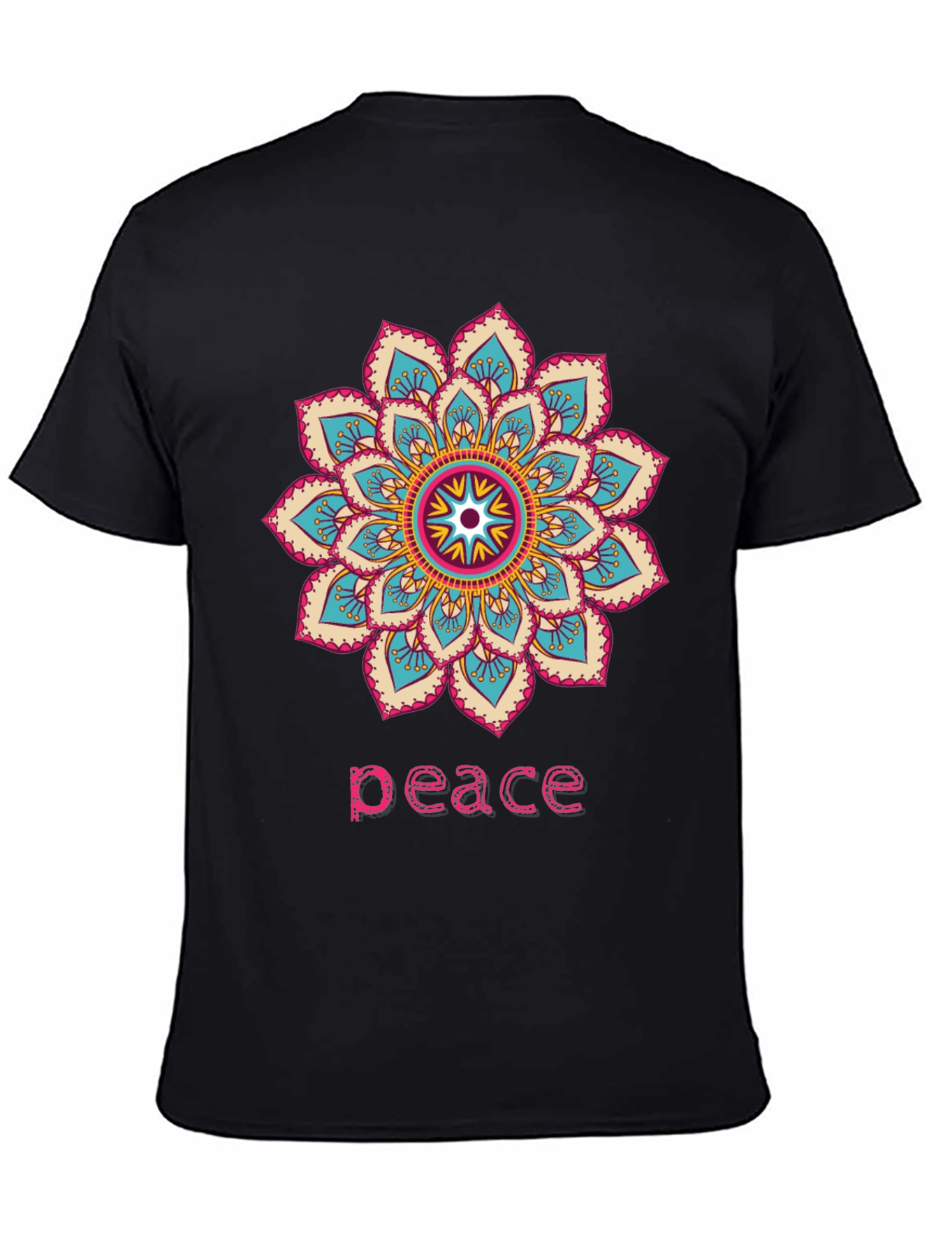 Peace Mandala Graphic T-Shirt - Black