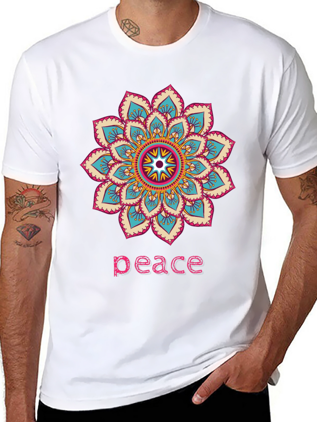 Peace Mandala Graphic T-Shirt - Black