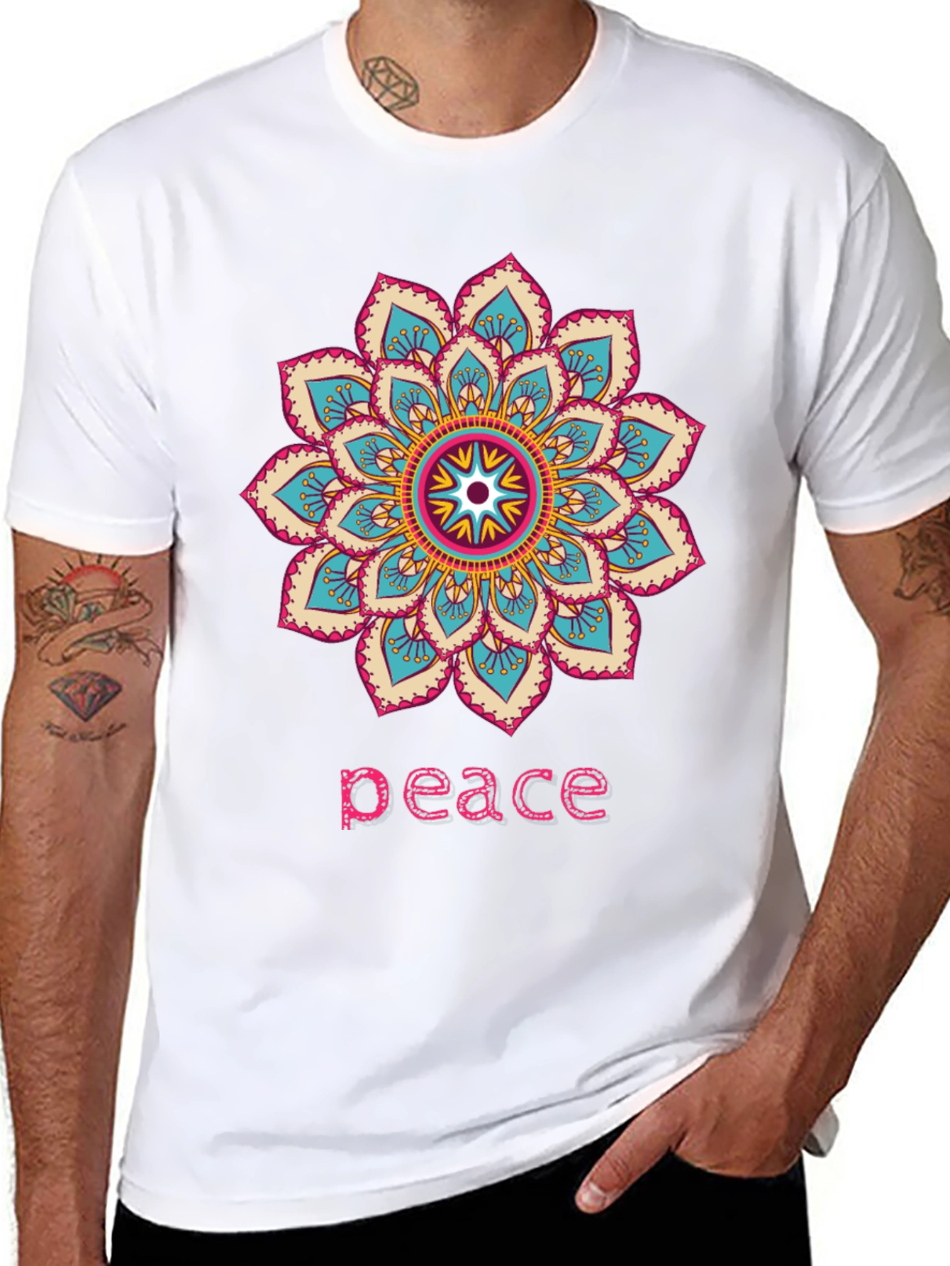 Peace Mandala Graphic T-Shirt - Black