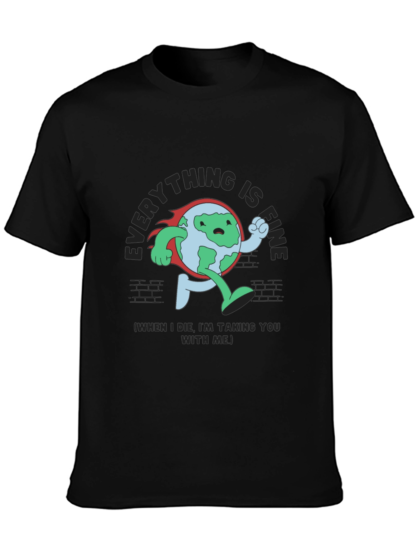 Everything Is Fine Running Earth Black T-Shirt