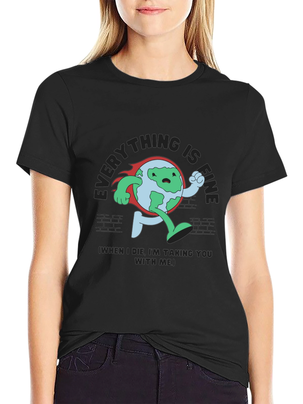 Everything Is Fine Running Earth Black T-Shirt