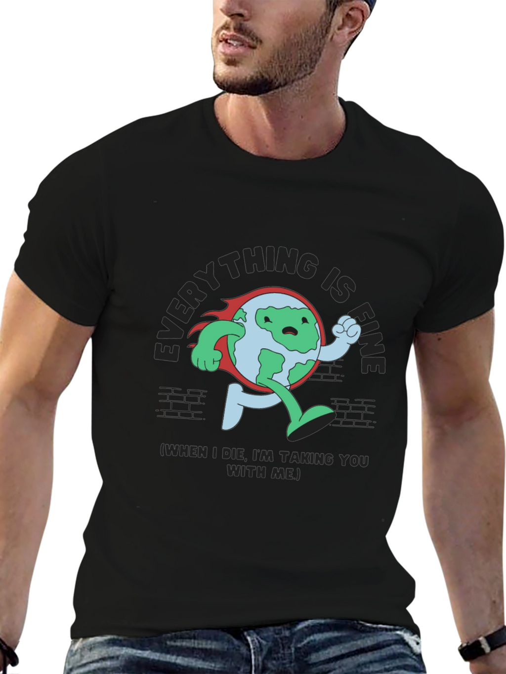 Everything Is Fine Running Earth Black T-Shirt