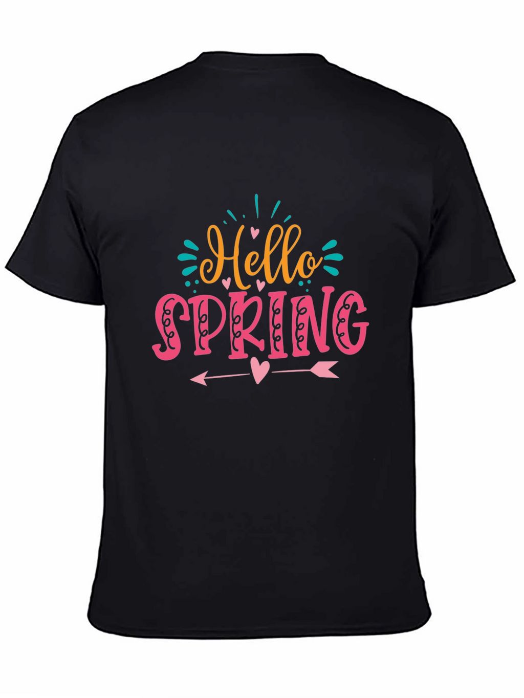 Hello Spring Graphic T-Shirt Black Cotton Tee