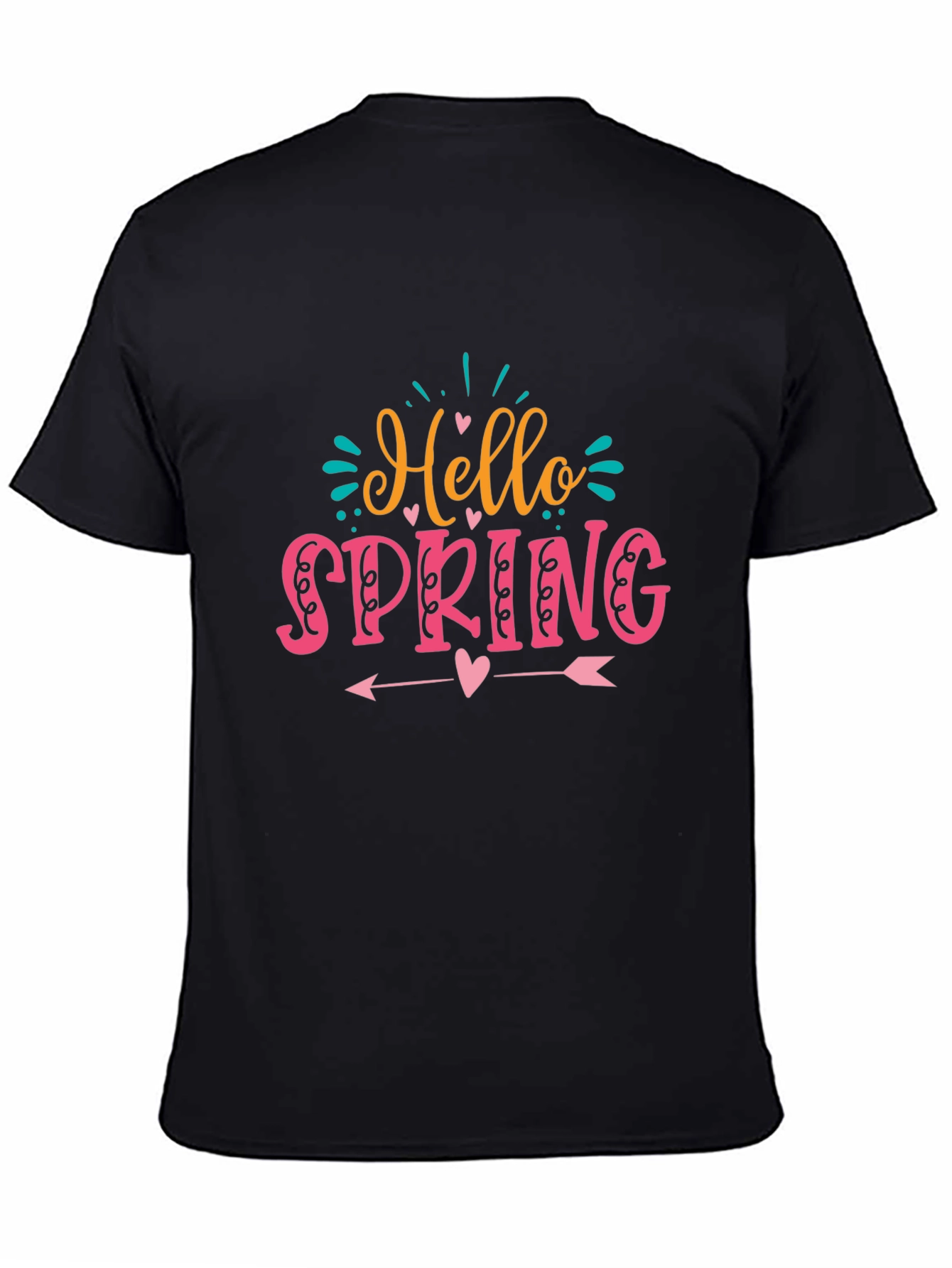 Hello Spring Graphic T-Shirt Black Cotton Tee
