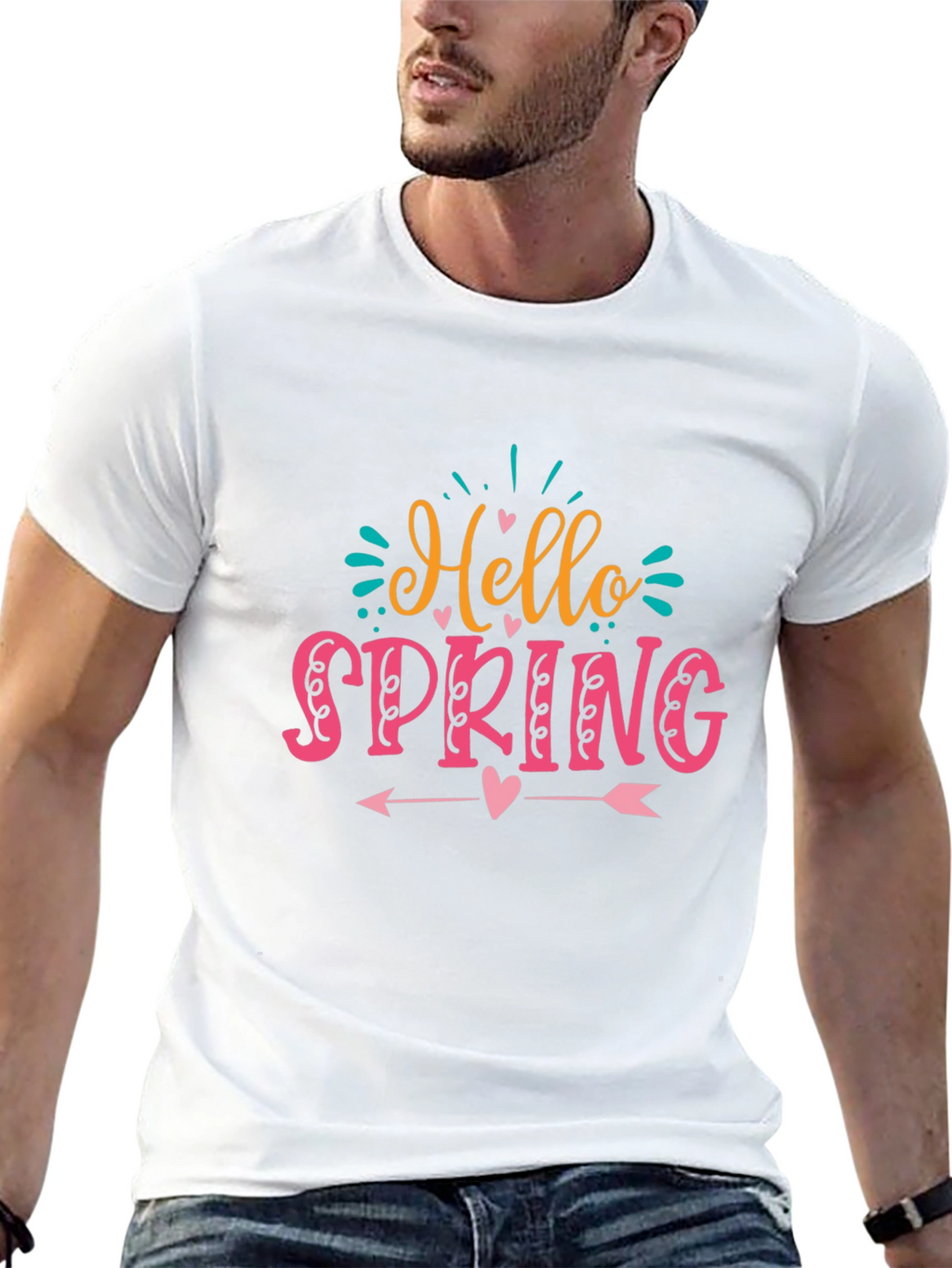 Hello Spring Graphic T-Shirt Black Cotton Tee