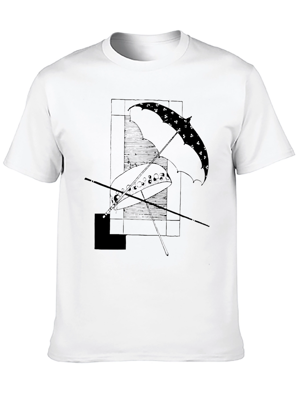 Abstract Umbrella Graphic Tee - Modern Black T-Shirt