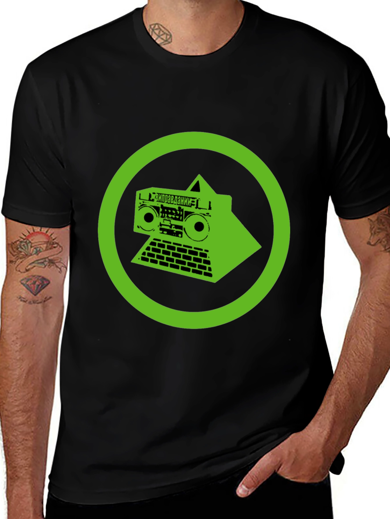 Retro Boombox Graphic Tee - Black