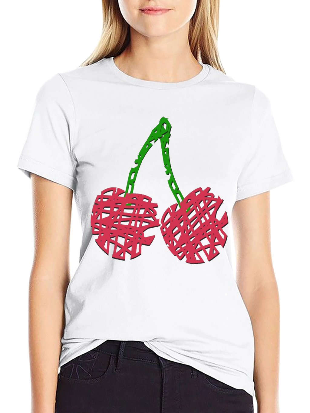 Abstract Cherry Graphic Black Tee