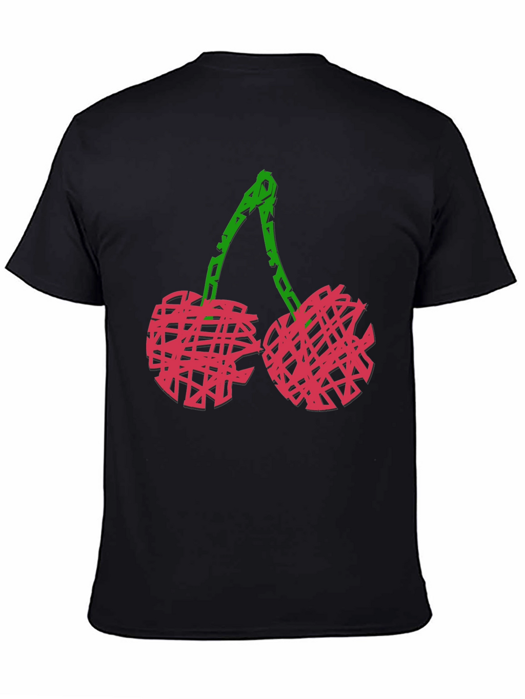 Abstract Cherry Graphic Black Tee