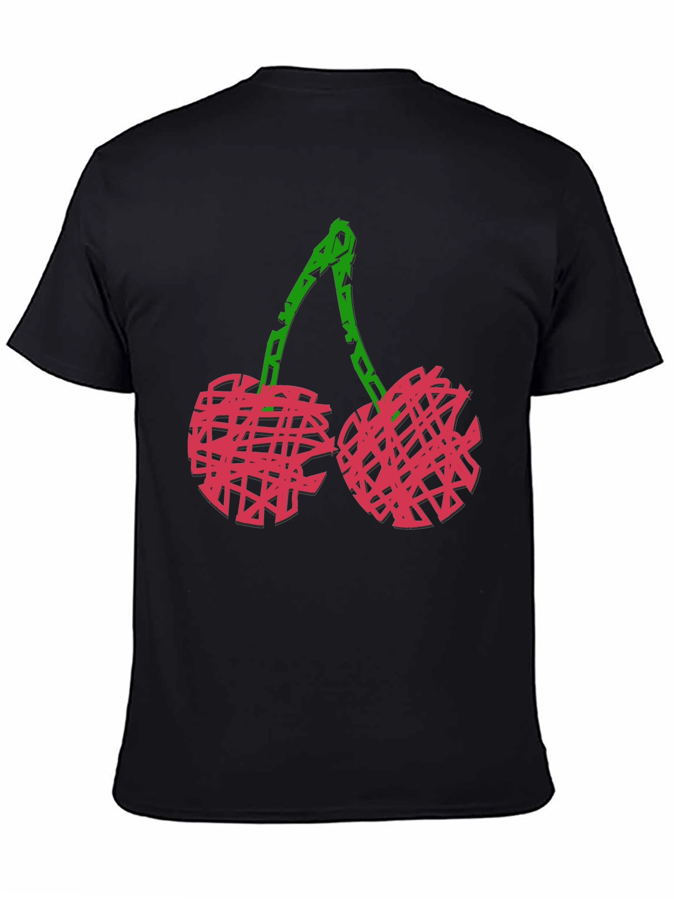 Abstract Cherry Graphic Black Tee