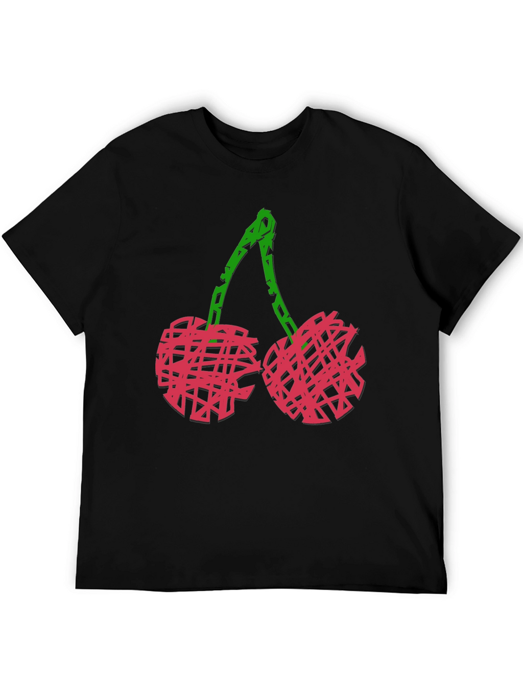 Abstract Cherry Graphic Black Tee