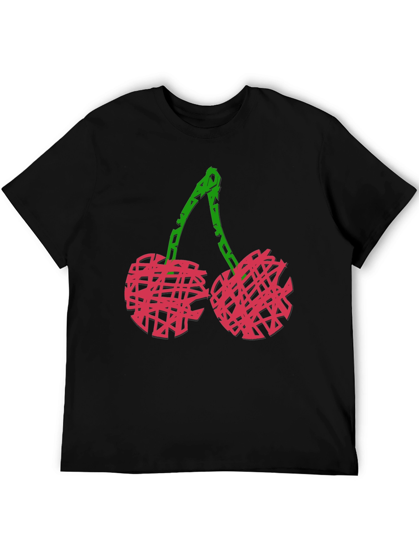 Abstract Cherry Graphic Black Tee