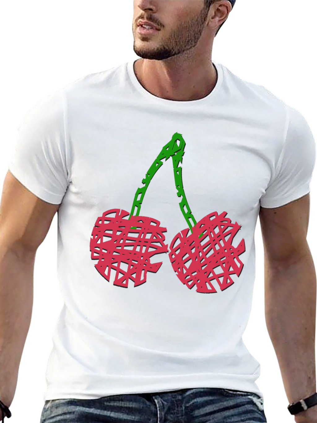 Abstract Cherry Graphic Black Tee