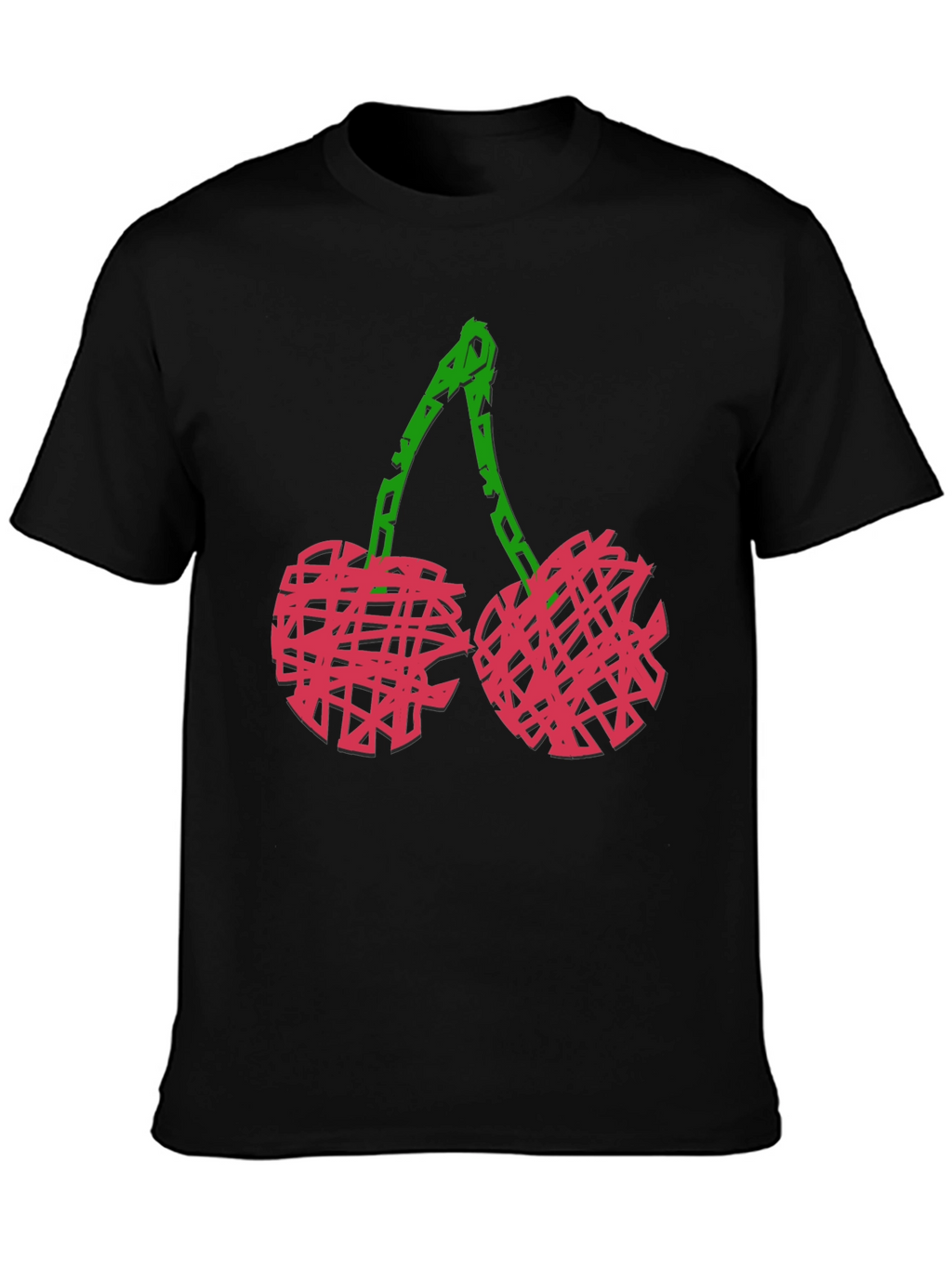 Abstract Cherry Graphic Black Tee
