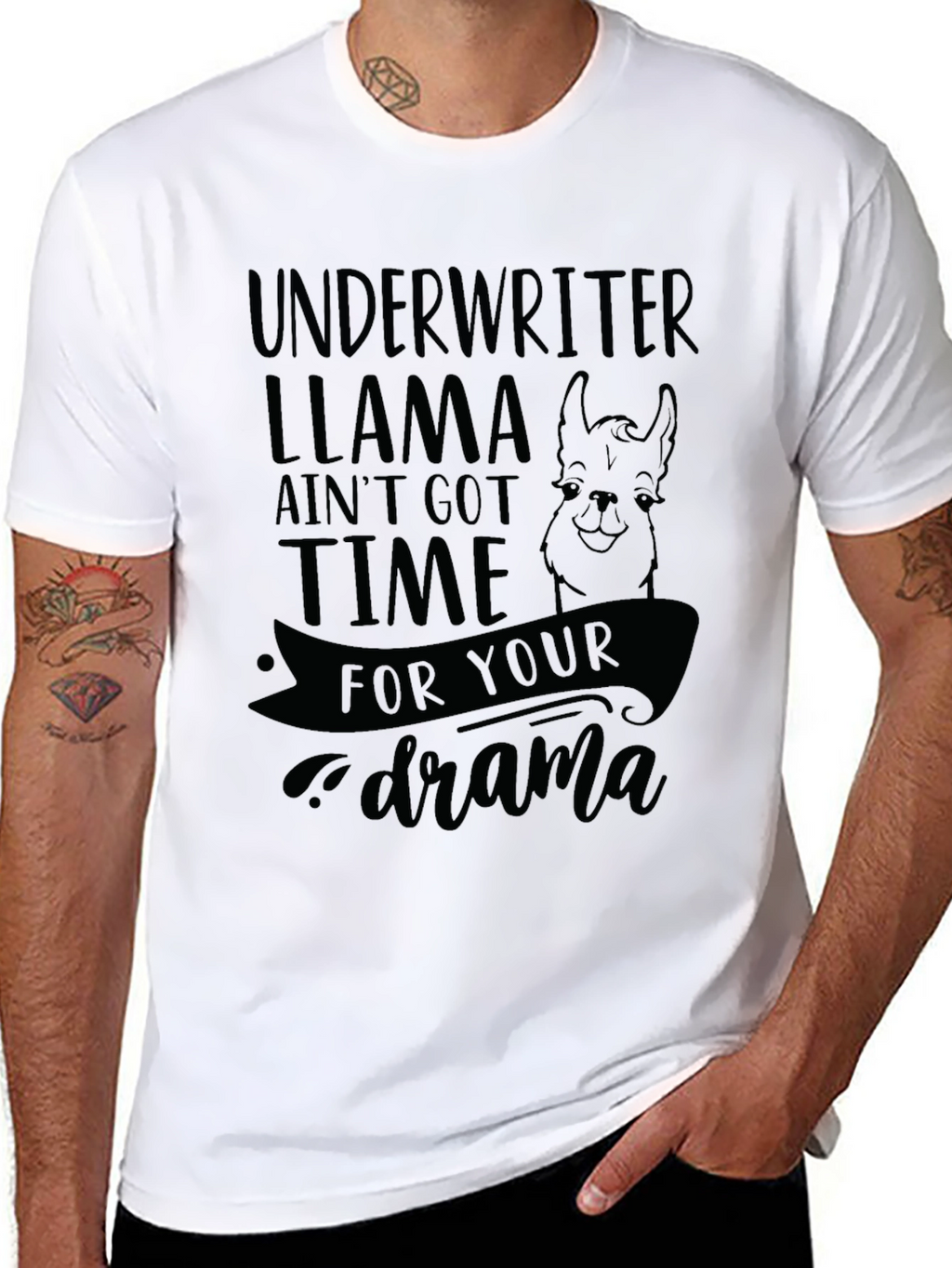 Underwriter Llama Drama T-Shirt - Funny Graphic Tee