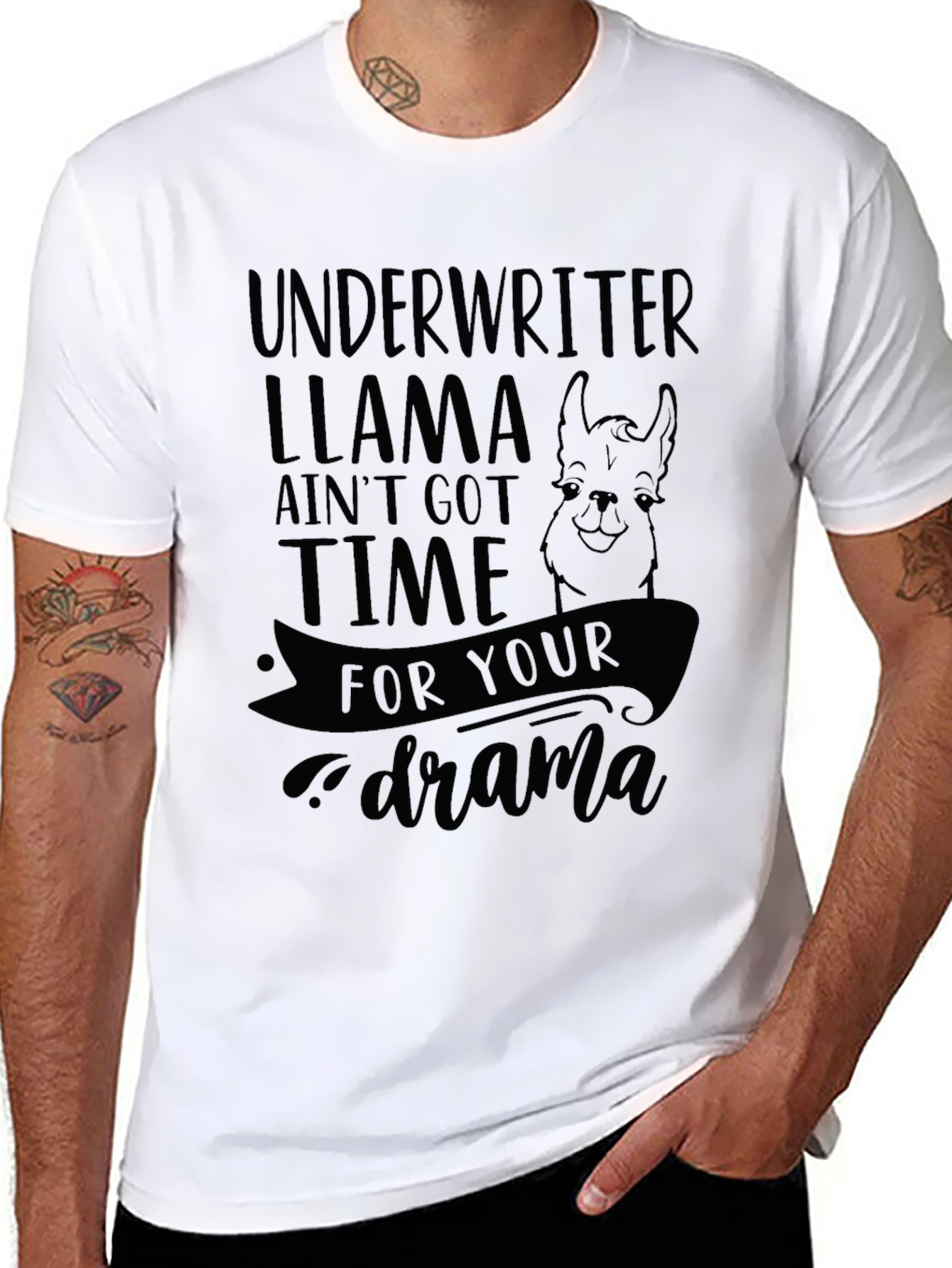 Underwriter Llama Drama T-Shirt - Funny Graphic Tee