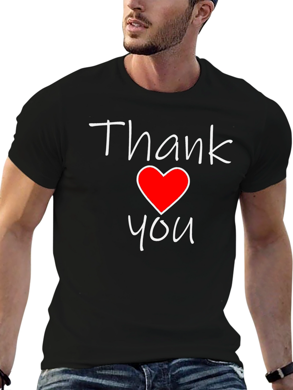 Thank You Heart Graphic Tee - Trendy Casual Top