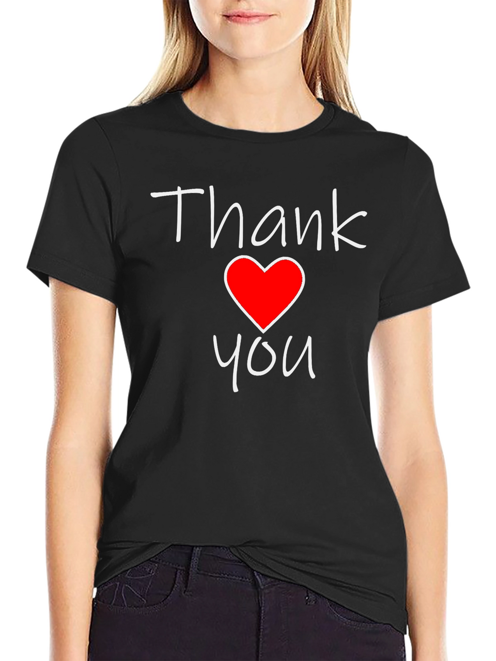 Thank You Heart Graphic Tee - Trendy Casual Top