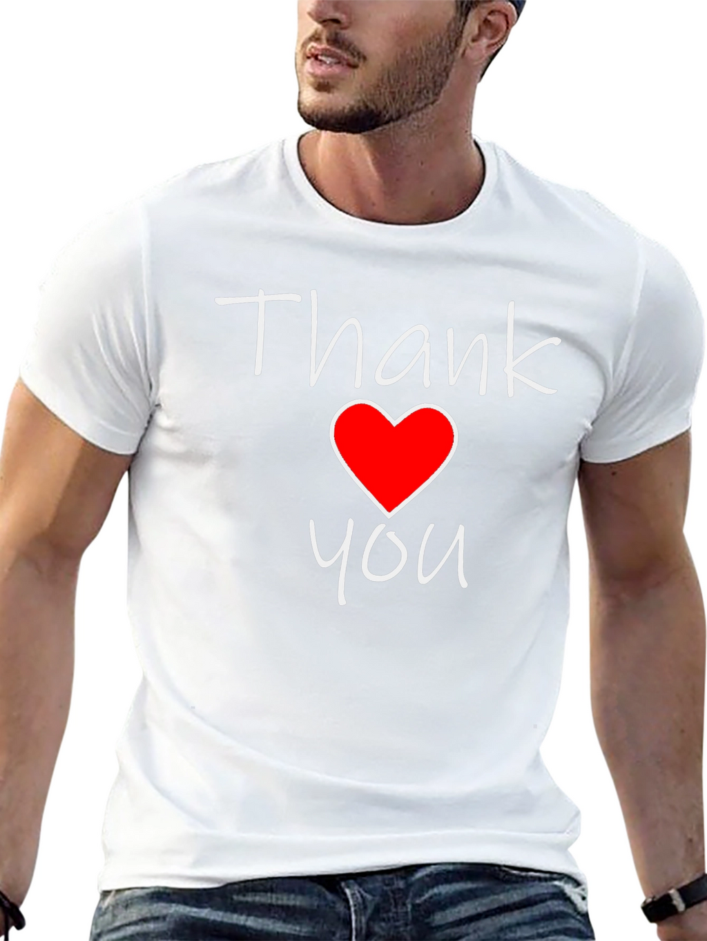Thank You Heart Graphic Tee - Trendy Casual Top